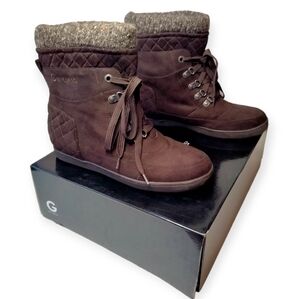 G By Guess Boots Womens 9.5 M Ankle Brown Suede Leather New w/Box